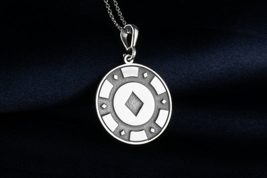 Poker Chip Diamond Necklace: Gambling Charm