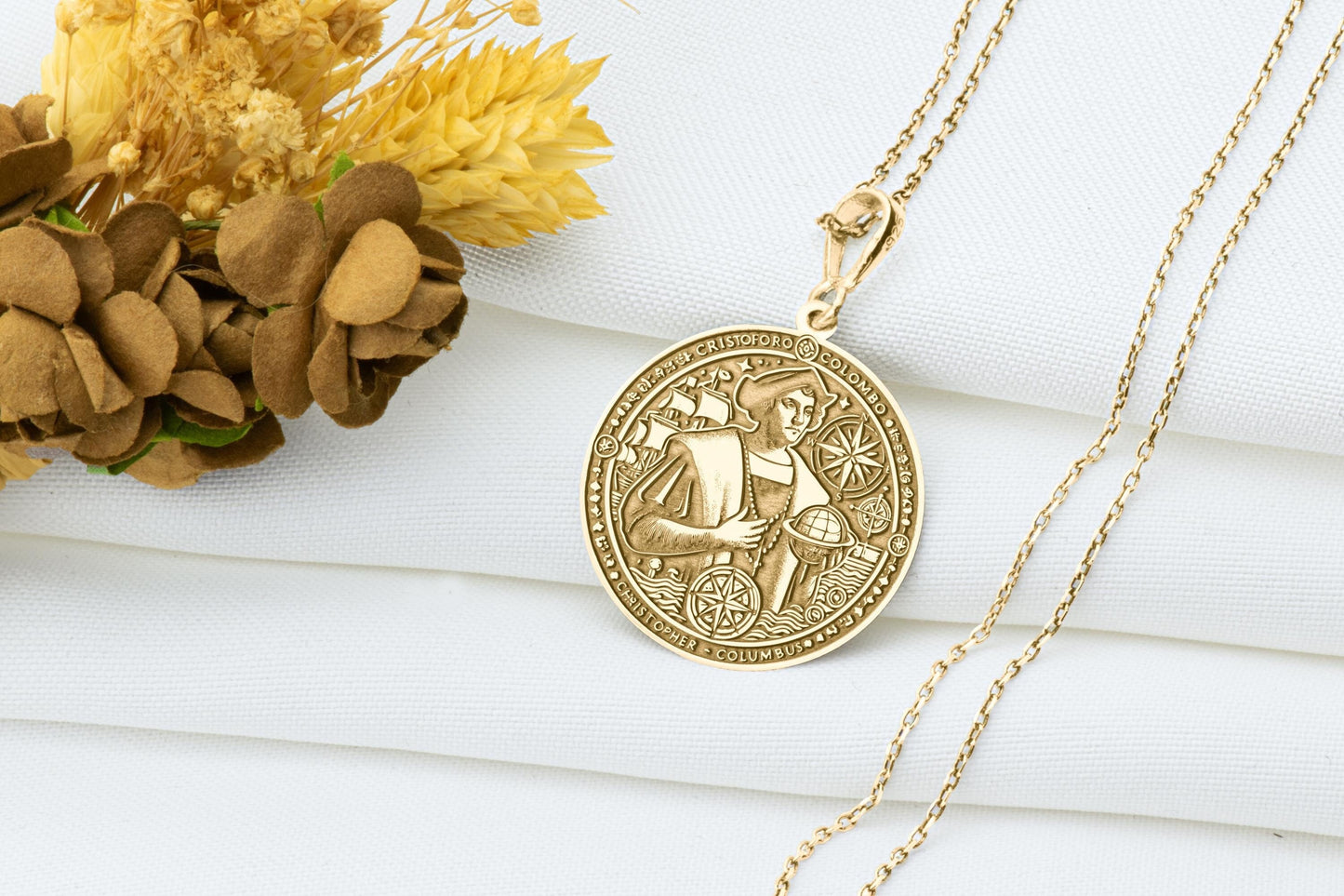 Columbus Pendant: Explorer, Necklace, Maritime Charm, Explorer Amulet