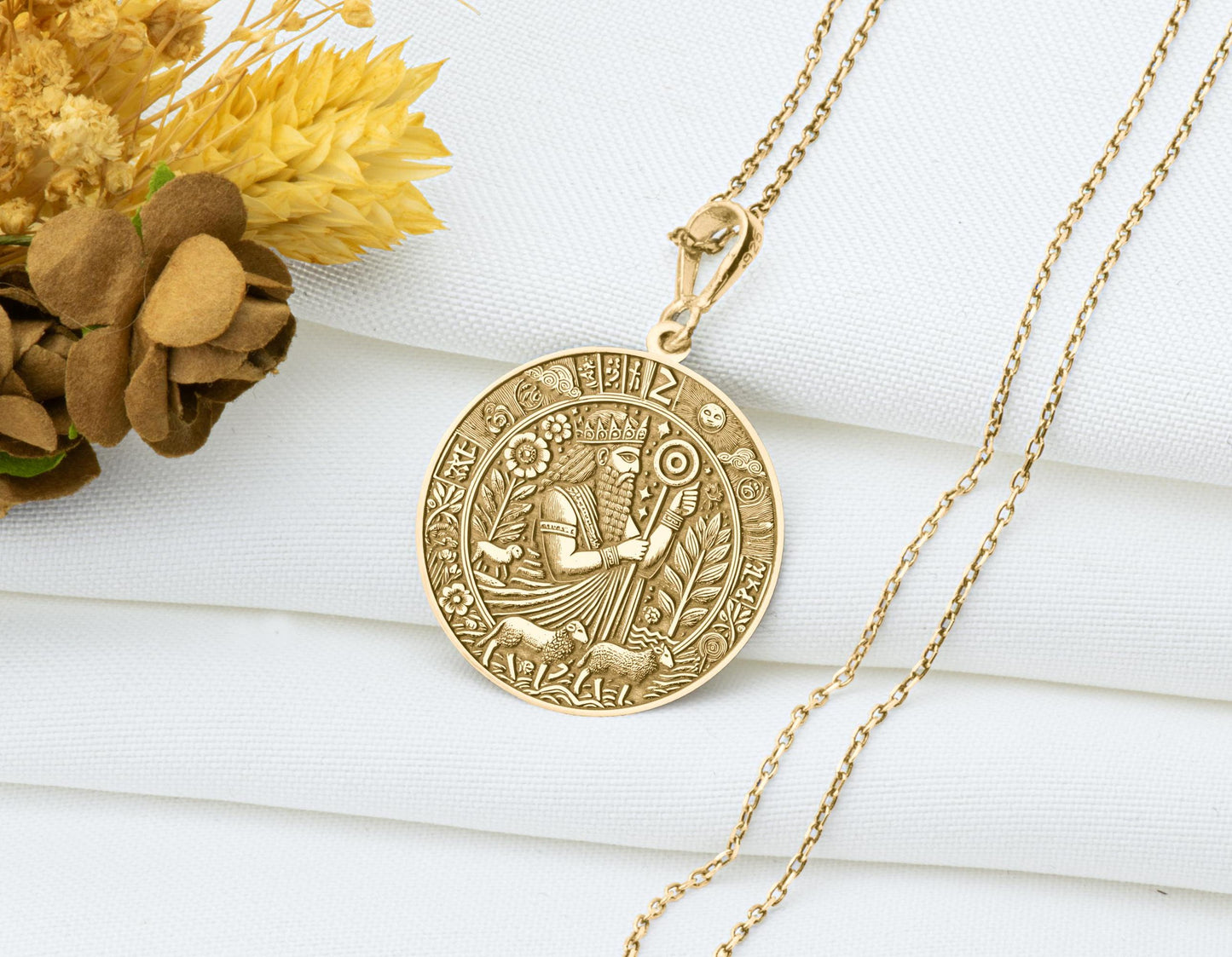 King Dumuzid Pendant: Sumerian Shepherd Necklace