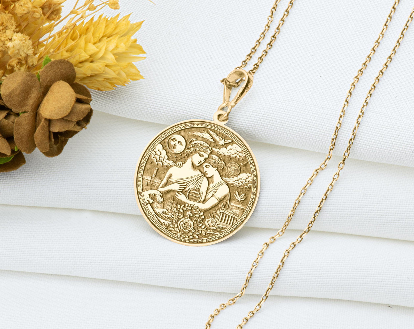 Sappho & Aphrodite Pendant: Lesbian Mythic Love Necklace, Queer Mythology Charm