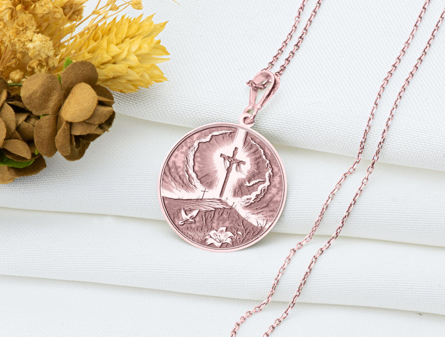 Sterling Silver Jesus on the Cross Necklace: Christian Crucifix Pendant