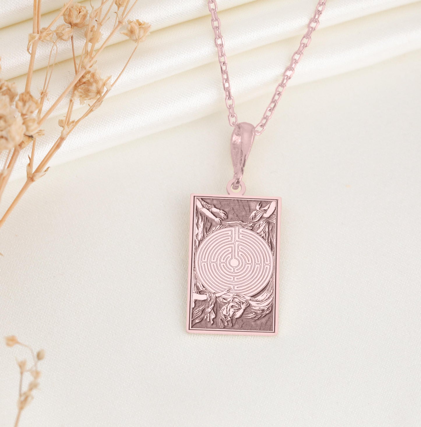 Labyrinth Pendant: Spiritual Maze Necklace, Inner Path Charm