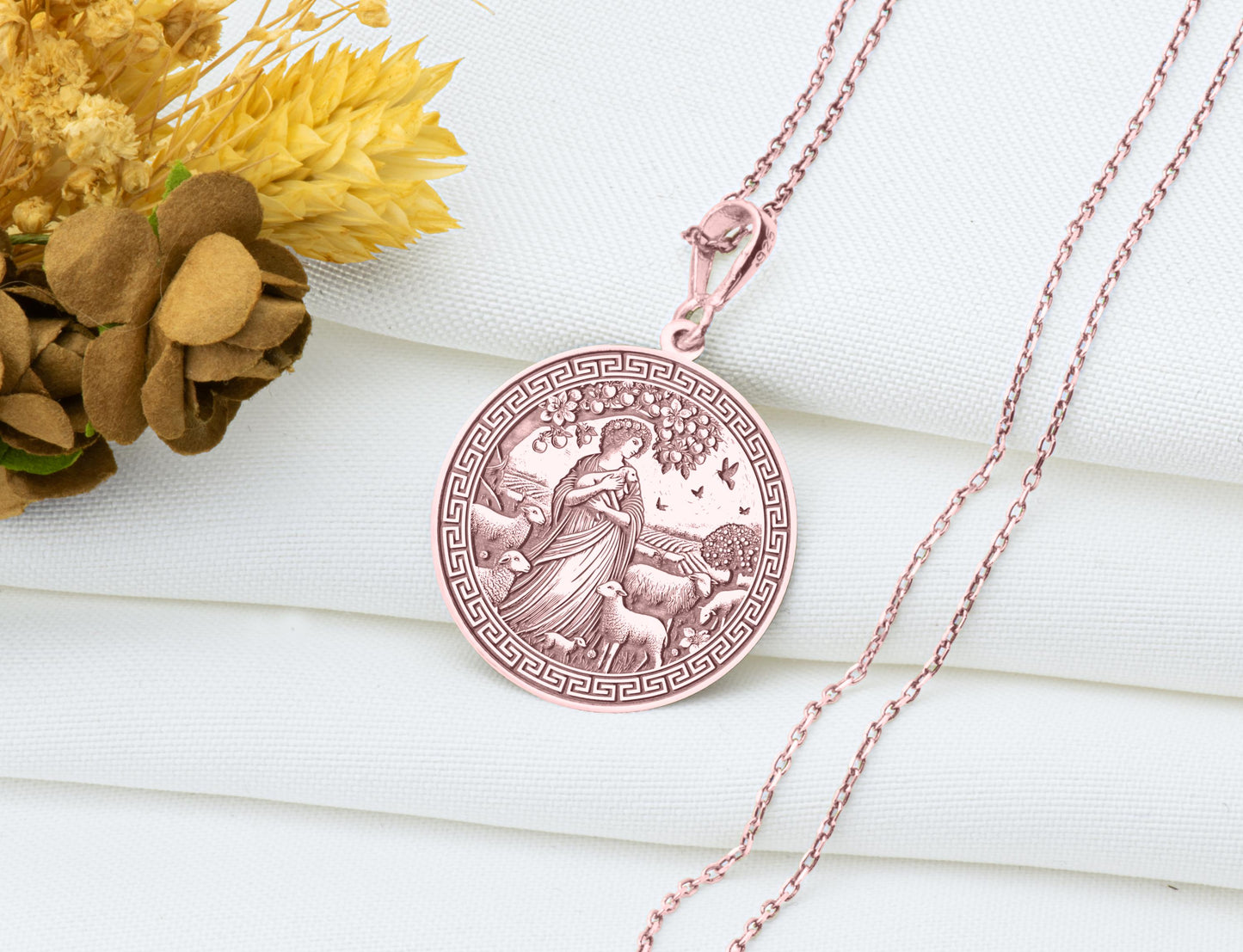Epimelidis Pendant: Greek Orchard Nymph Necklace, Fruit Tree Spirit Charm