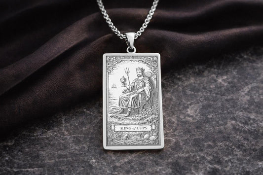 King of Cups Tarot Pendant Necklace: Symbol of Emotional Balance, Wisdom, and Inner Strength