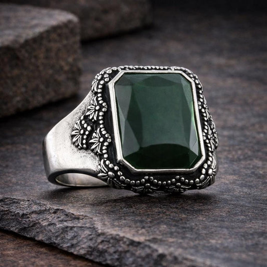 Motif Stone Silver Ring: Symbolic Statement Ring with Cultural and Spiritual Meaning