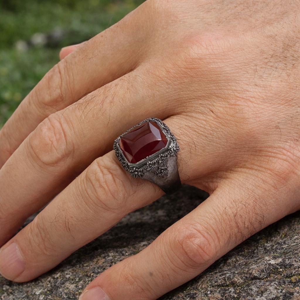 Motif Stone Silver Ring: Symbolic Statement Ring with Cultural and Spiritual Meaning