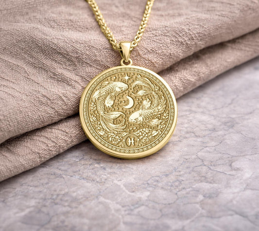Pisces Zodiac Pendant Necklace: Inspired by Aphrodite and Eros in Fish Form