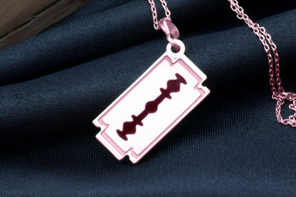 Sterling Silver Razor Blade Pendant - Gothic Punk Necklace