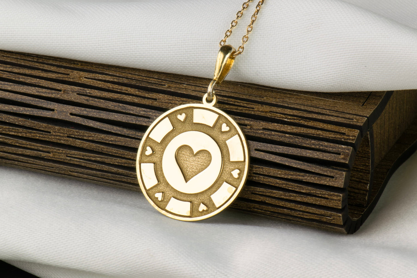 Heart Poker Chip Necklace, Lucky Charm Pendant