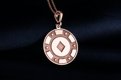 Poker Chip Diamond Necklace: Gambling Charm