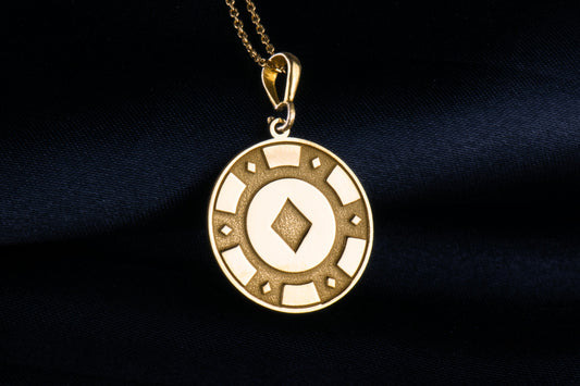 Poker Chip Diamond Necklace: Gambling Charm