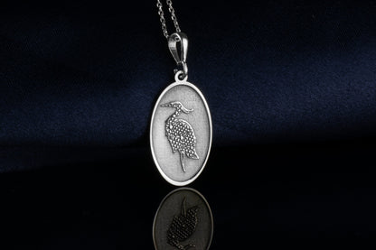 Heron Pendant: Mindful Energy Charm, Spirit Bird Necklace