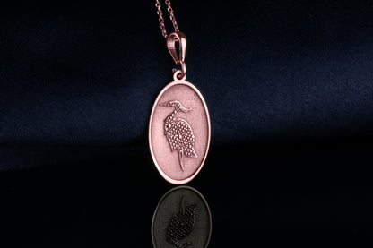 Heron Pendant: Mindful Energy Charm, Spirit Bird Necklace