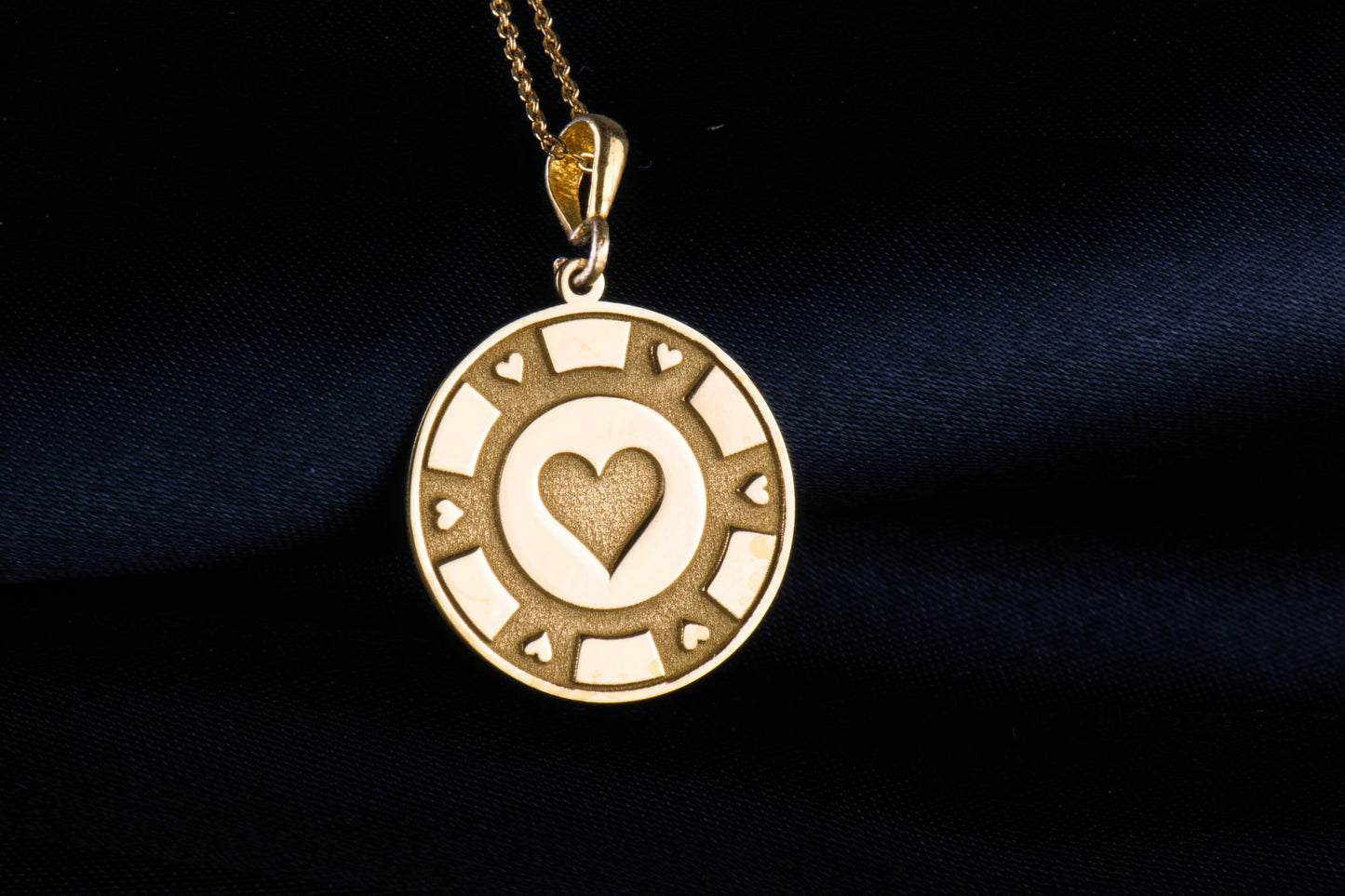 Heart Poker Chip Necklace, Lucky Charm Pendant