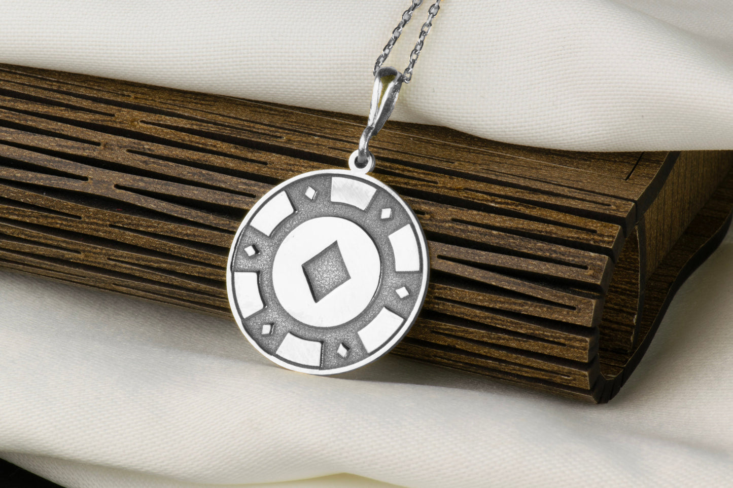 Poker Chip Diamond Necklace: Gambling Charm