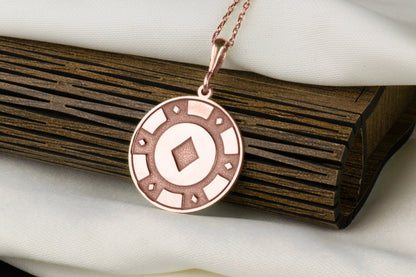 Poker Chip Diamond Necklace: Gambling Charm