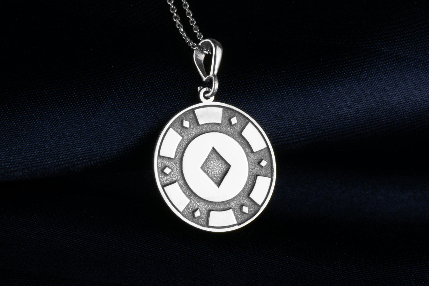 Poker Chip Diamond Necklace: Gambling Charm