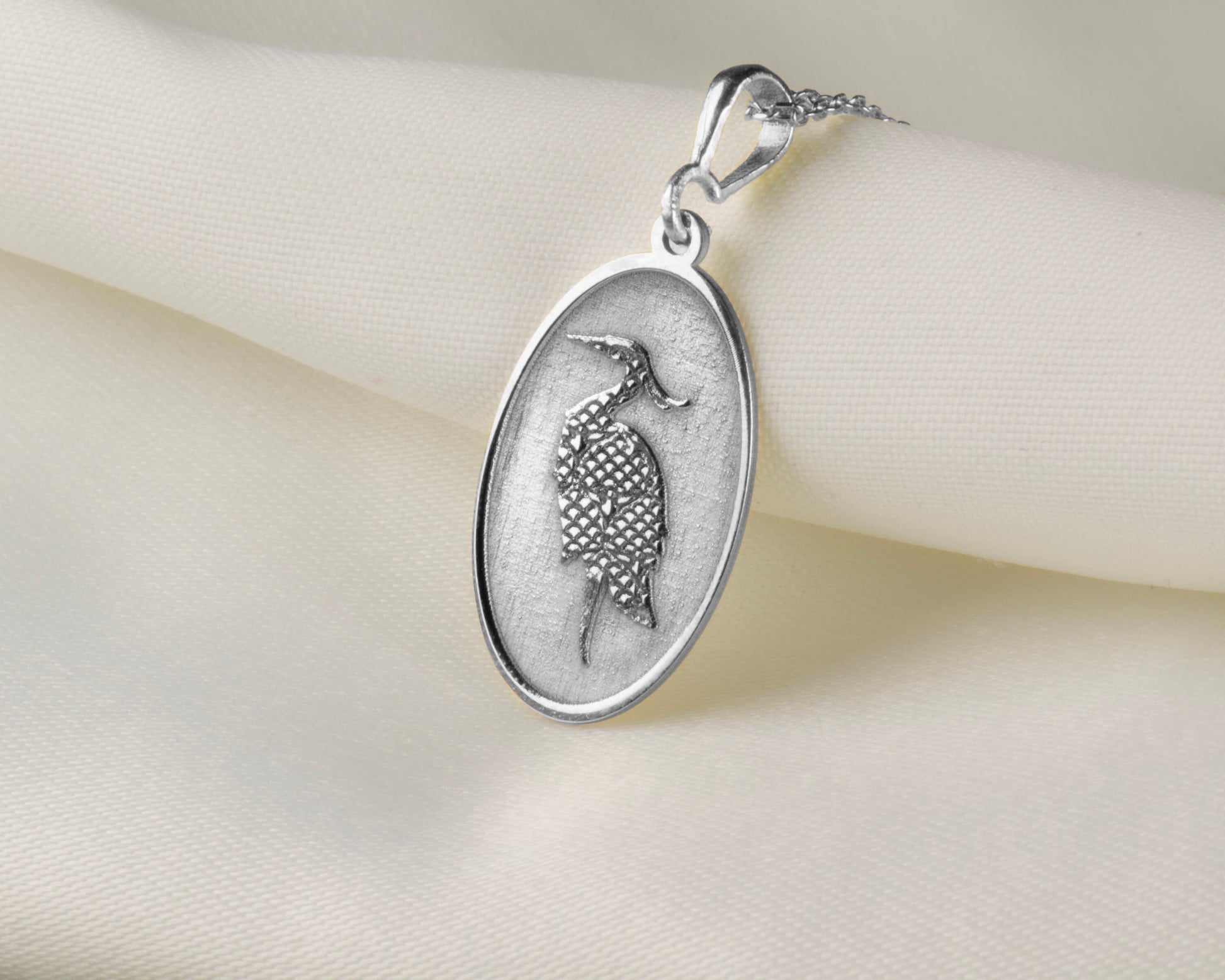 Heron Pendant: Mindful Energy Charm, Spirit Bird Necklace