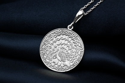 Peacock Pendant: Sacred Amulet Necklace, Renewal & Pride Charm