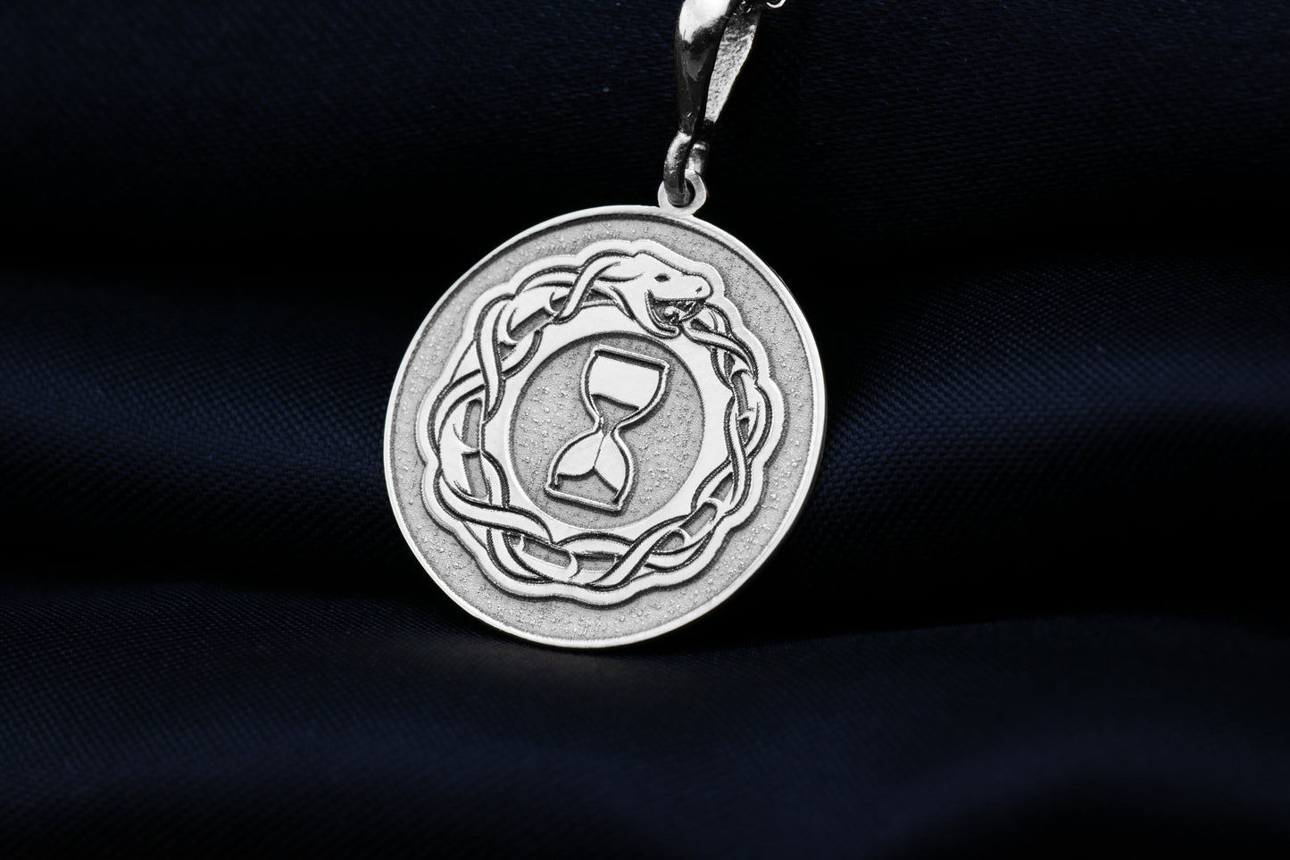 Ouroboros Hourglass Pendant: Sterling Silver Alchemy Snake Necklace