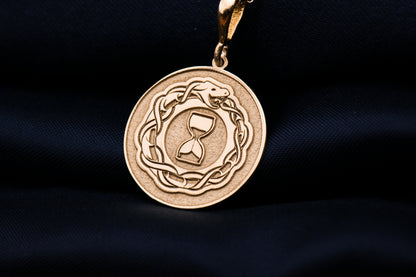 Ouroboros Hourglass Pendant: Sterling Silver Alchemy Snake Necklace
