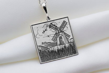 Windmill Necklace: Rustic Farm Pendant, Farmhouse Charm