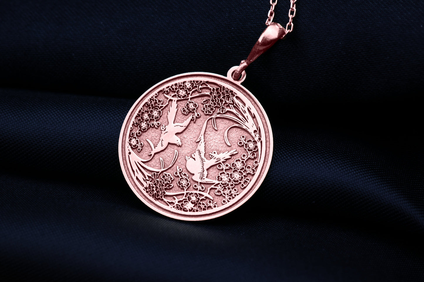 Sakura & Dove Pendant: Japanese Blossom Necklace, Nature Amulet, Light Spirit Charm, Harmony Talisman