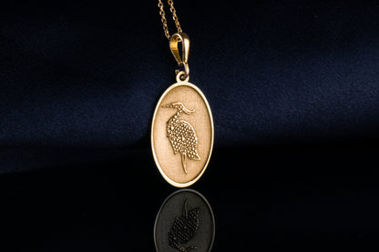 Heron Pendant: Mindful Energy Charm, Spirit Bird Necklace