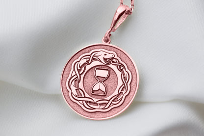 Ouroboros Hourglass Pendant: Sterling Silver Alchemy Snake Necklace