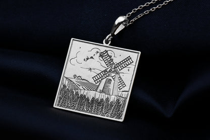 Windmill Necklace: Rustic Farm Pendant, Farmhouse Charm