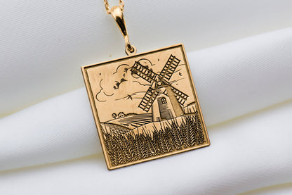 Windmill Necklace: Rustic Farm Pendant, Farmhouse Charm