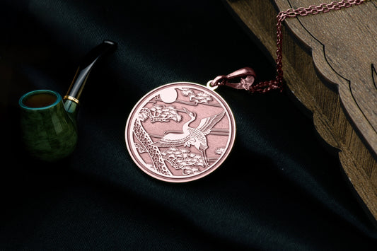 Crane Pendant: Floral Bird Necklace