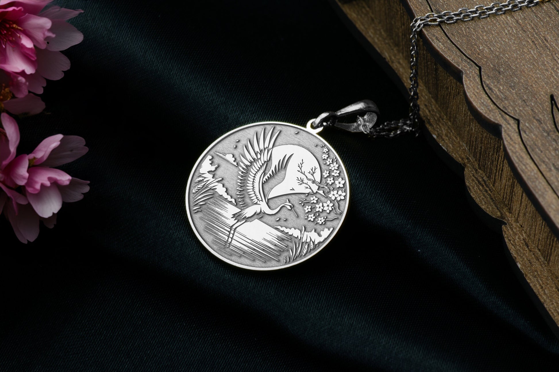 Crane Bird Pendant: Ancient Bird Necklace, Graceful Wisdom Jewelry, Peace Charm