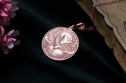 Crane Bird Pendant: Ancient Bird Necklace, Graceful Wisdom Jewelry, Peace Charm
