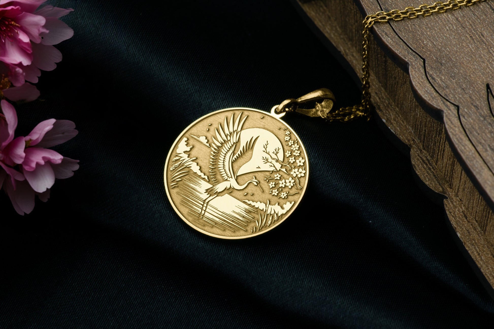 Crane Bird Pendant: Ancient Bird Necklace, Graceful Wisdom Jewelry, Peace Charm