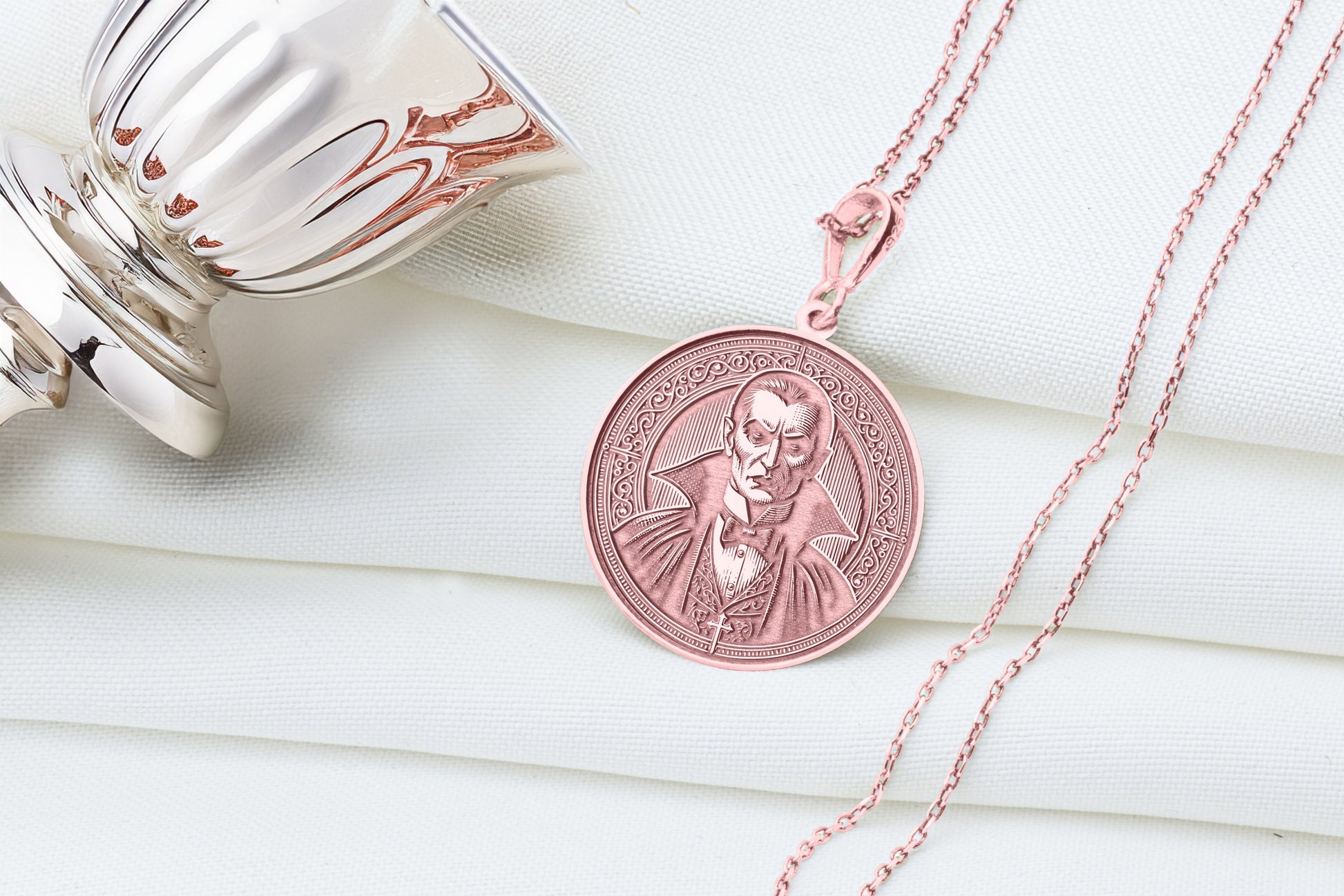 Dracula Medallion Necklace: Gothic Vampire Pendant, Bloodlust Charm
