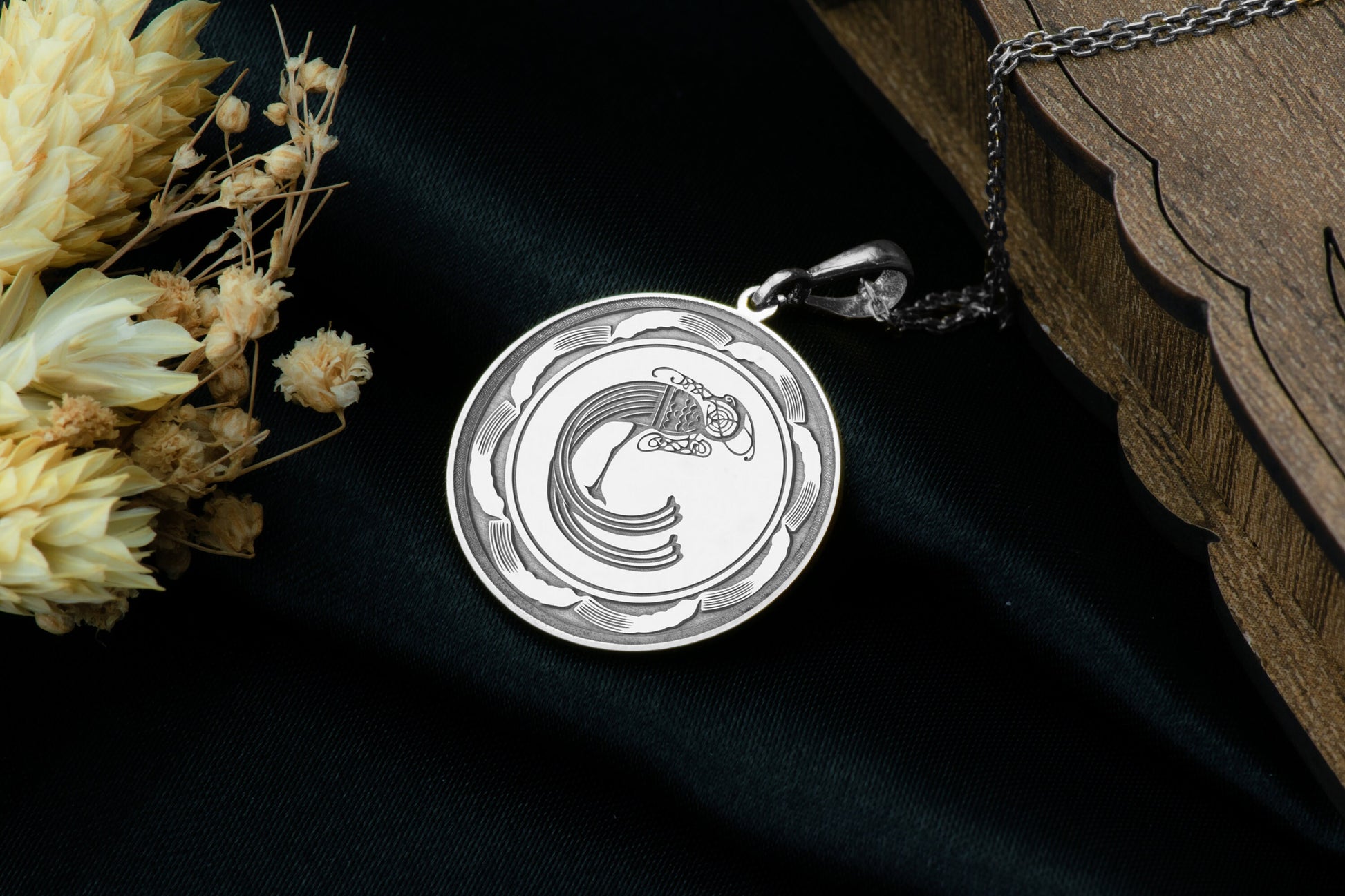 Irish Peacock Pendant Necklace: Celtic Rebirth Amulet