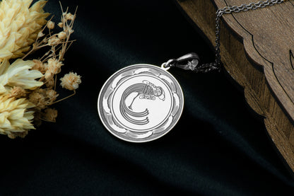 Irish Peacock Pendant Necklace: Celtic Rebirth Amulet