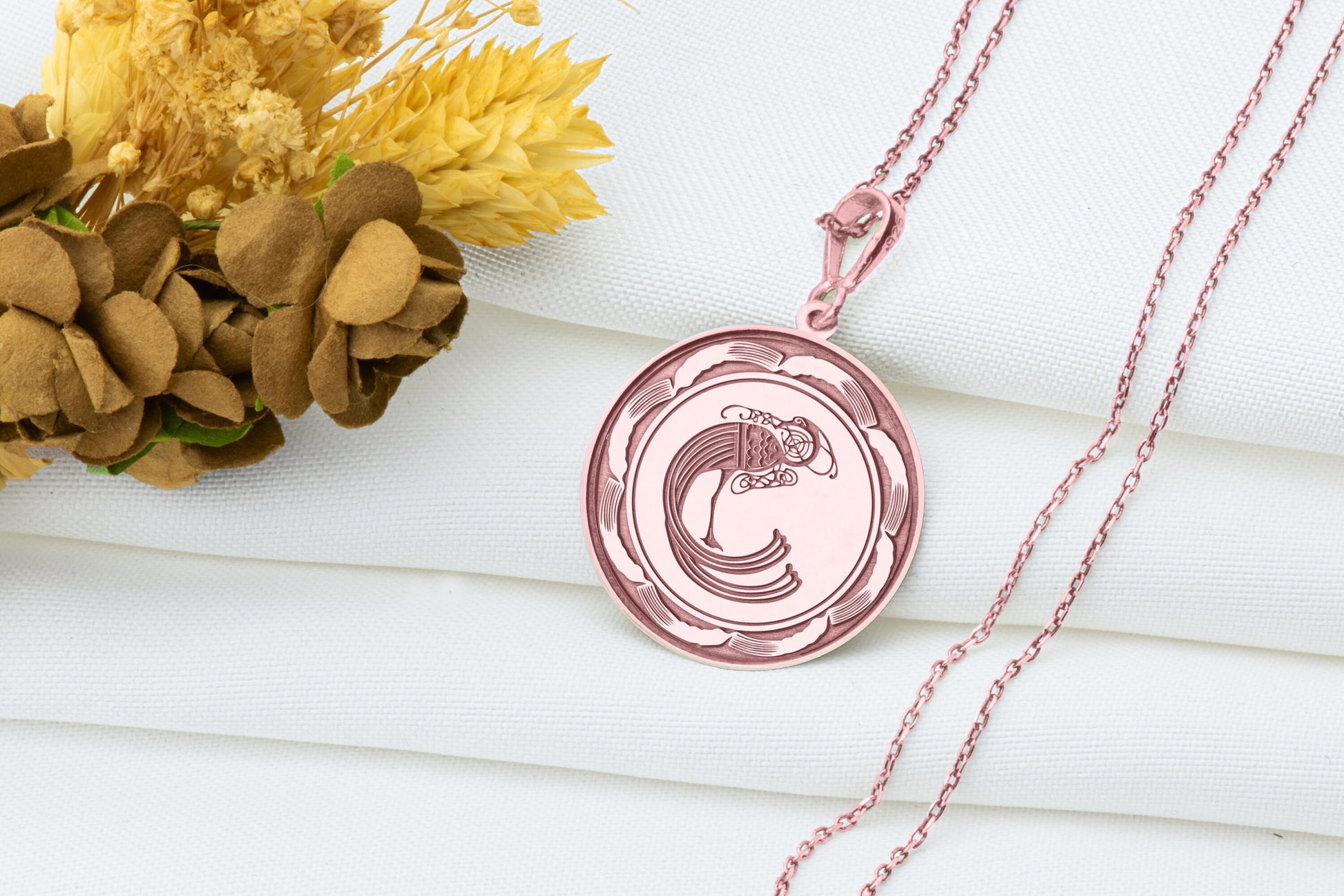 Irish Peacock Pendant Necklace: Celtic Rebirth Amulet