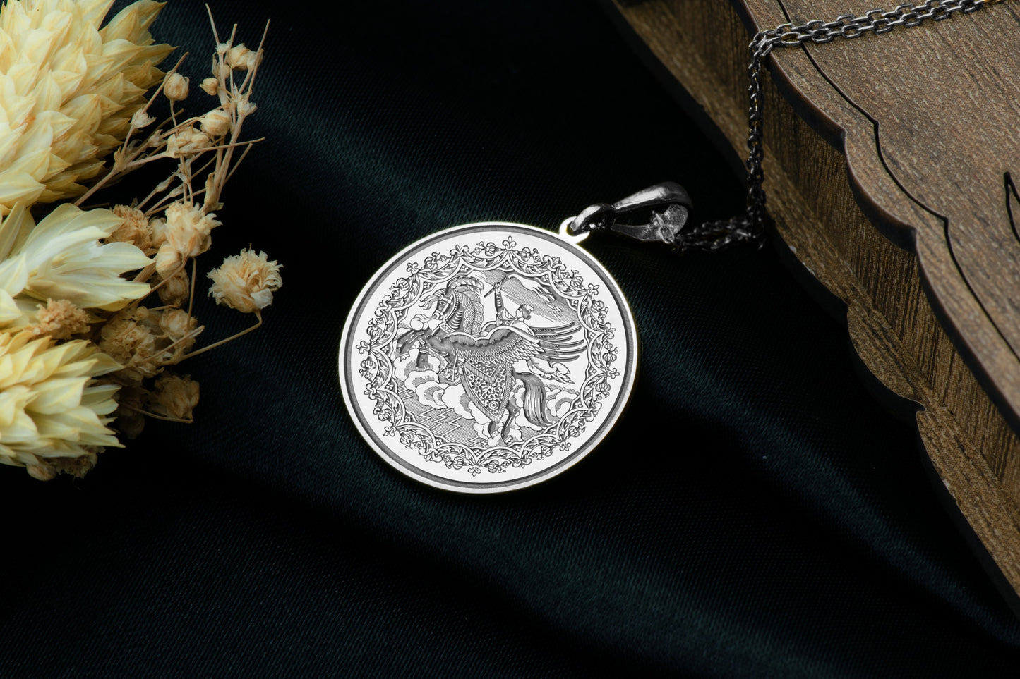 Knight Charm Necklace: Slavic Bogatyr Pendant