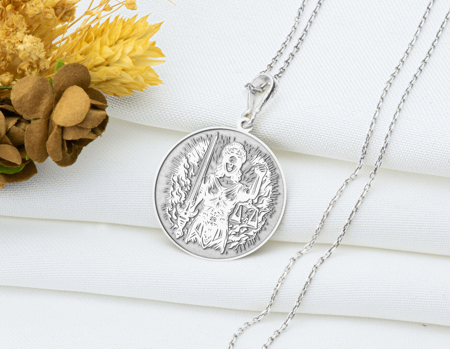 Lady Justice Pendant: Goddess Necklace, Truth & Balance