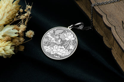 Bird & Lotus Necklace: Avian Pendant Jewelry