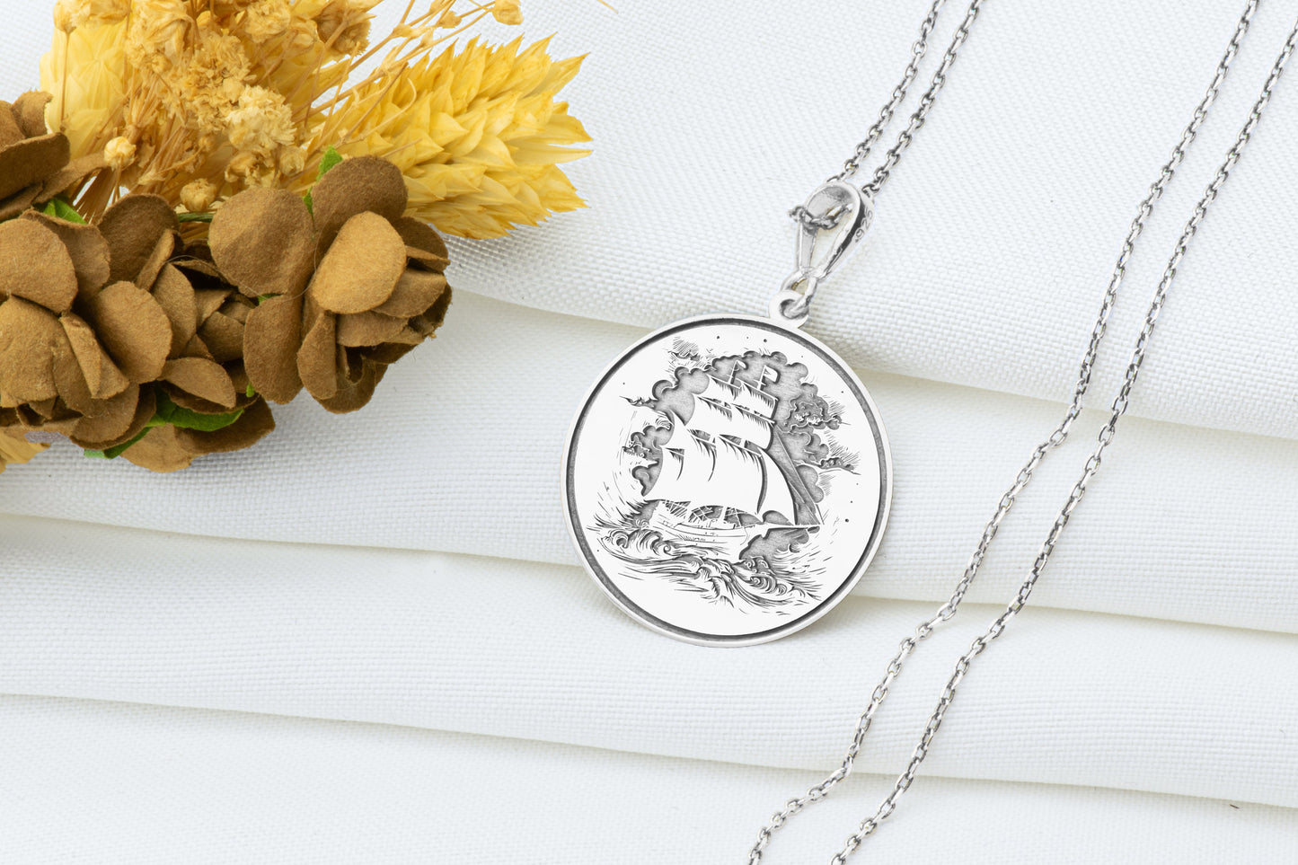 Galleon Ship Pendant: Nautical Explorer Necklace