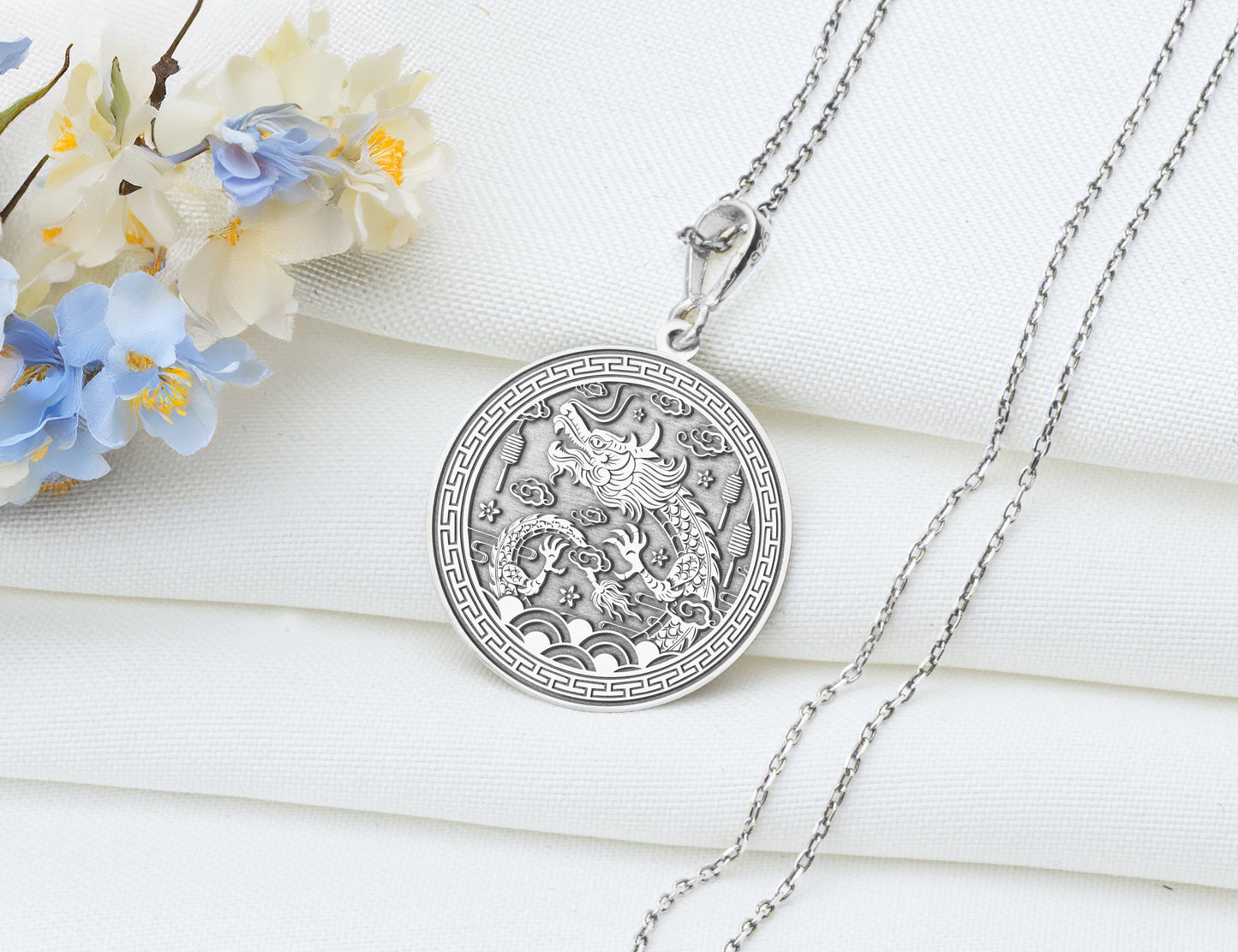 Year of the Dragon Pendant: Lunar Zodiac Necklace, Lunar Charm, Fortune Talisman