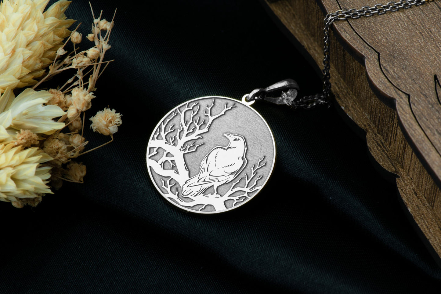 Raven Necklace: Sterling Silver Gothic Crow Pendant