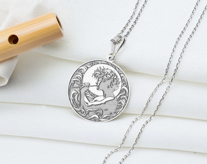 Marsyas Flute Pendant: Greek Mythology Necklace, Artistic Defiance Amulet