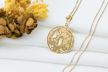 Crane Pendant: Graceful Bird Necklace, Longevity and Wisdom Charm, Zen Jewelry