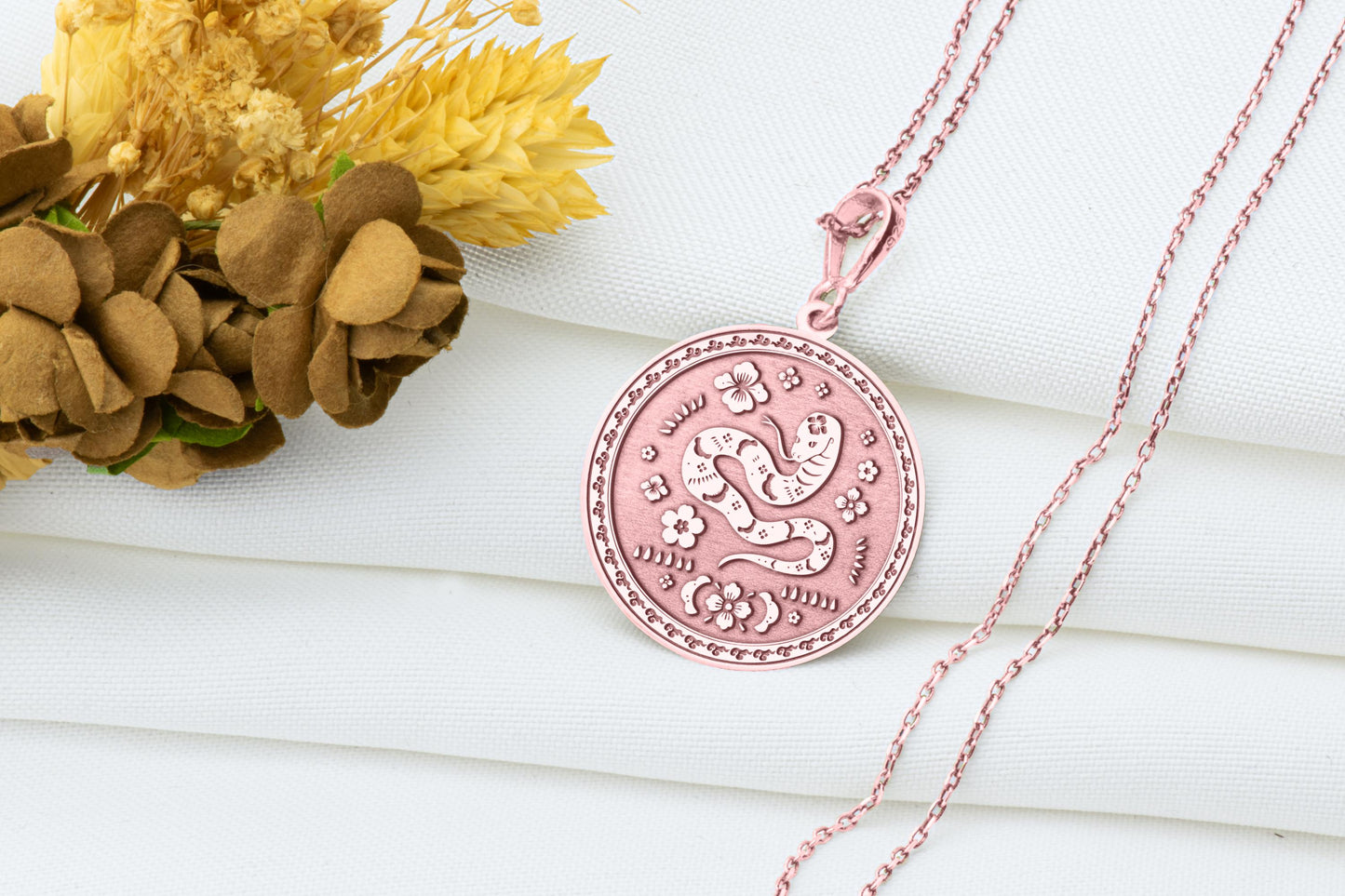 Year of the Snake Pendant: Chinese Zodiac Necklace, Mystic Creature Charm