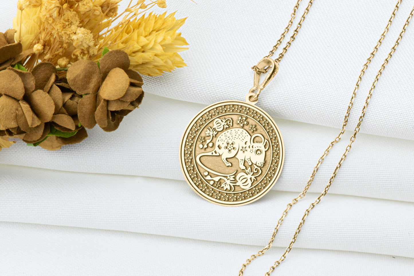 Year of the Rat Pendant: Chinese Zodiac Necklace