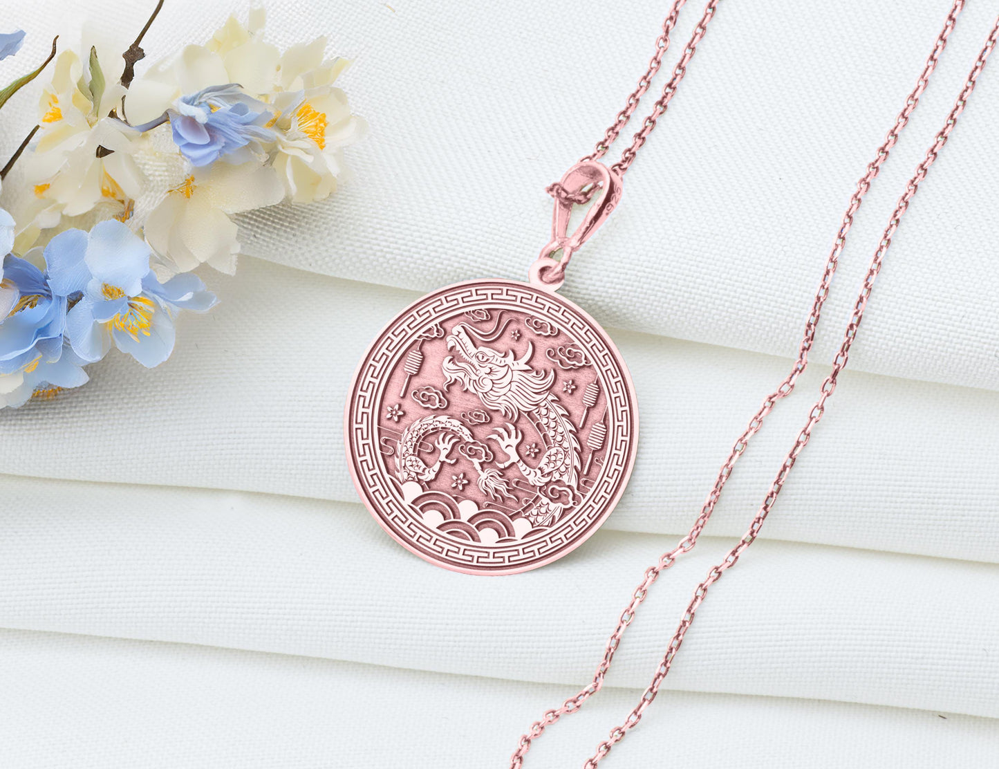 Year of the Dragon Pendant: Lunar Zodiac Necklace, Lunar Charm, Fortune Talisman